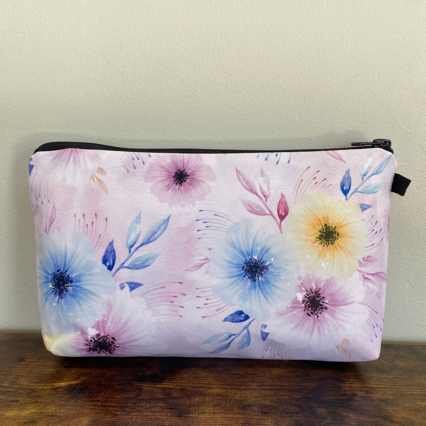 Pouch - Floral, Pink Purple Yellow Watercolor