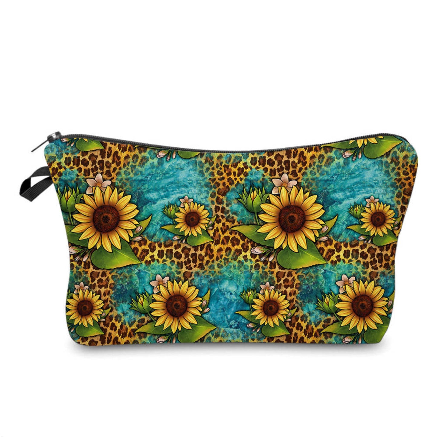 Pouch - Animal Print Sunflower Leaves Blue