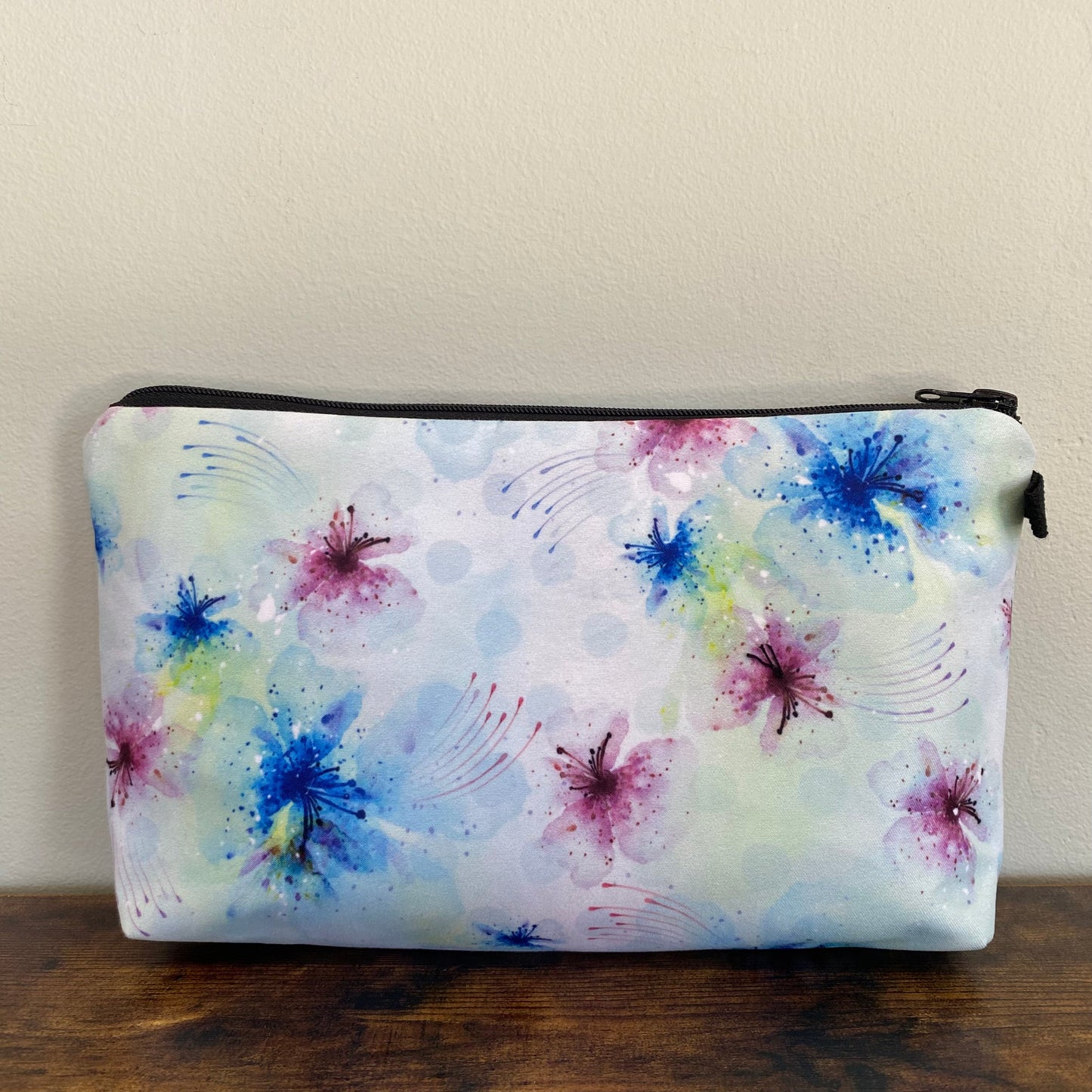 Pouch - Floral, Mint Pink Purple Watercolor