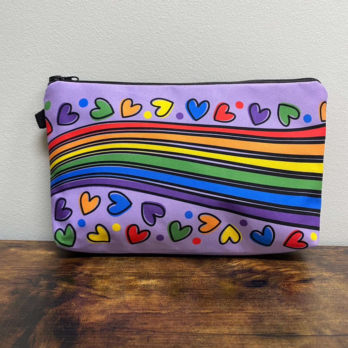 Pouch - Pride, Hearts Rainbow Purple